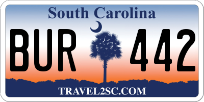 SC license plate BUR442