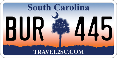 SC license plate BUR445