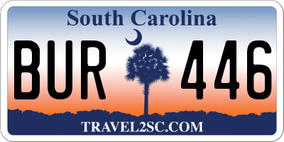 SC license plate BUR446