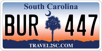 SC license plate BUR447