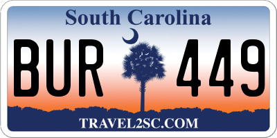 SC license plate BUR449