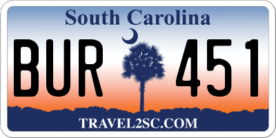 SC license plate BUR451