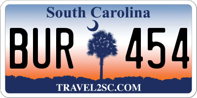 SC license plate BUR454