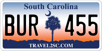 SC license plate BUR455