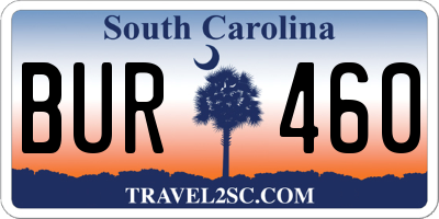 SC license plate BUR460