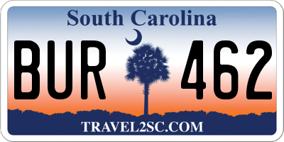 SC license plate BUR462