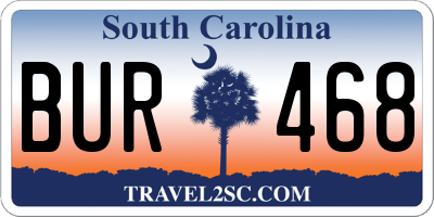SC license plate BUR468