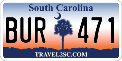 SC license plate BUR471