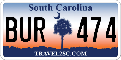 SC license plate BUR474