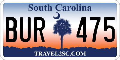 SC license plate BUR475