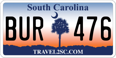 SC license plate BUR476