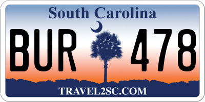 SC license plate BUR478