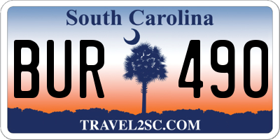 SC license plate BUR490