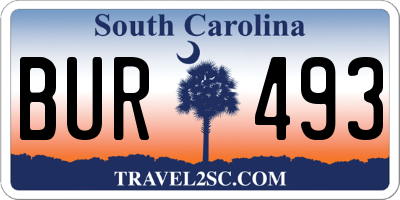 SC license plate BUR493
