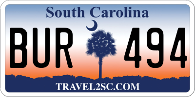 SC license plate BUR494