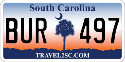 SC license plate BUR497