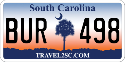 SC license plate BUR498