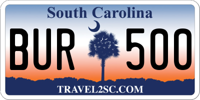SC license plate BUR500