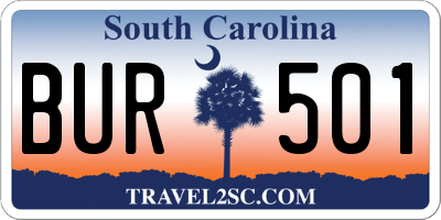 SC license plate BUR501