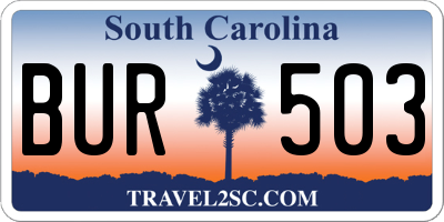 SC license plate BUR503
