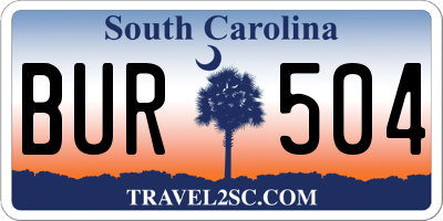 SC license plate BUR504
