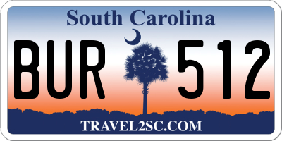 SC license plate BUR512