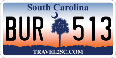 SC license plate BUR513
