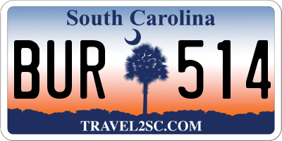 SC license plate BUR514
