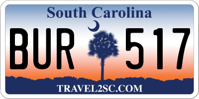 SC license plate BUR517