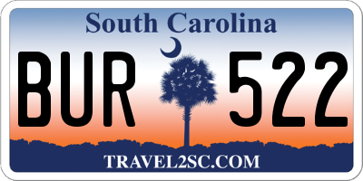 SC license plate BUR522