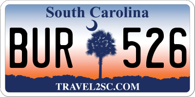 SC license plate BUR526