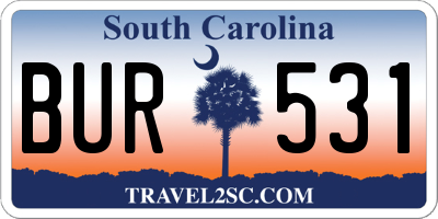 SC license plate BUR531