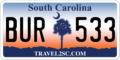 SC license plate BUR533