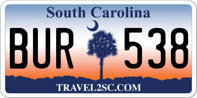 SC license plate BUR538