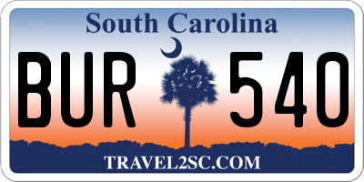 SC license plate BUR540