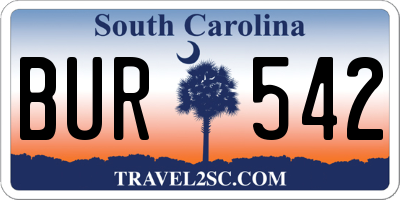 SC license plate BUR542