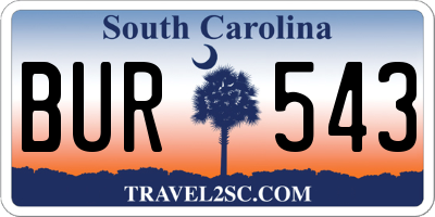 SC license plate BUR543