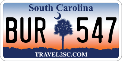 SC license plate BUR547