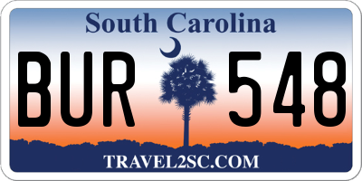 SC license plate BUR548