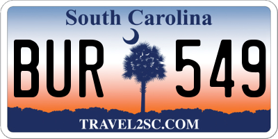 SC license plate BUR549
