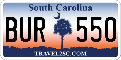 SC license plate BUR550