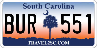 SC license plate BUR551