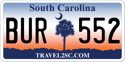 SC license plate BUR552