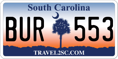 SC license plate BUR553