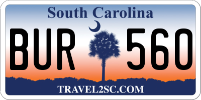 SC license plate BUR560