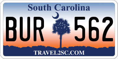 SC license plate BUR562