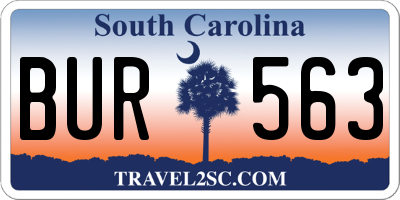 SC license plate BUR563