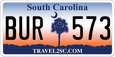 SC license plate BUR573