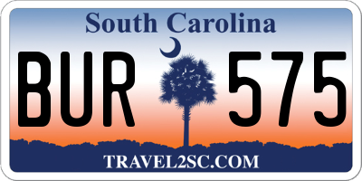 SC license plate BUR575
