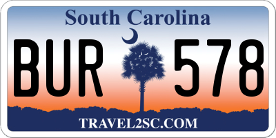 SC license plate BUR578